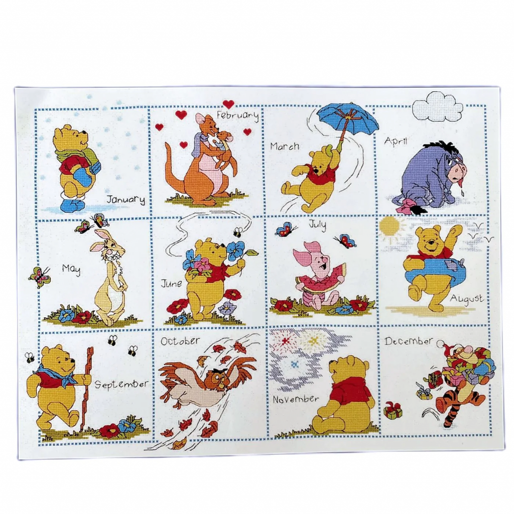 Winnie the Pooh and Friends months of the year Winnie the Pooh cross stitch patterns